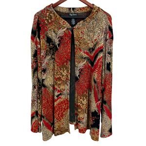 Maggie Barnes Plus Size 4X Black Gold Sparkly Formal Cover up Blouse Shirt Top